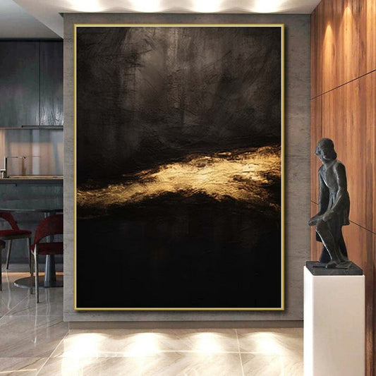 “Dark - gold Abstract Mystery” Minimalist Acrylic Art CT0230