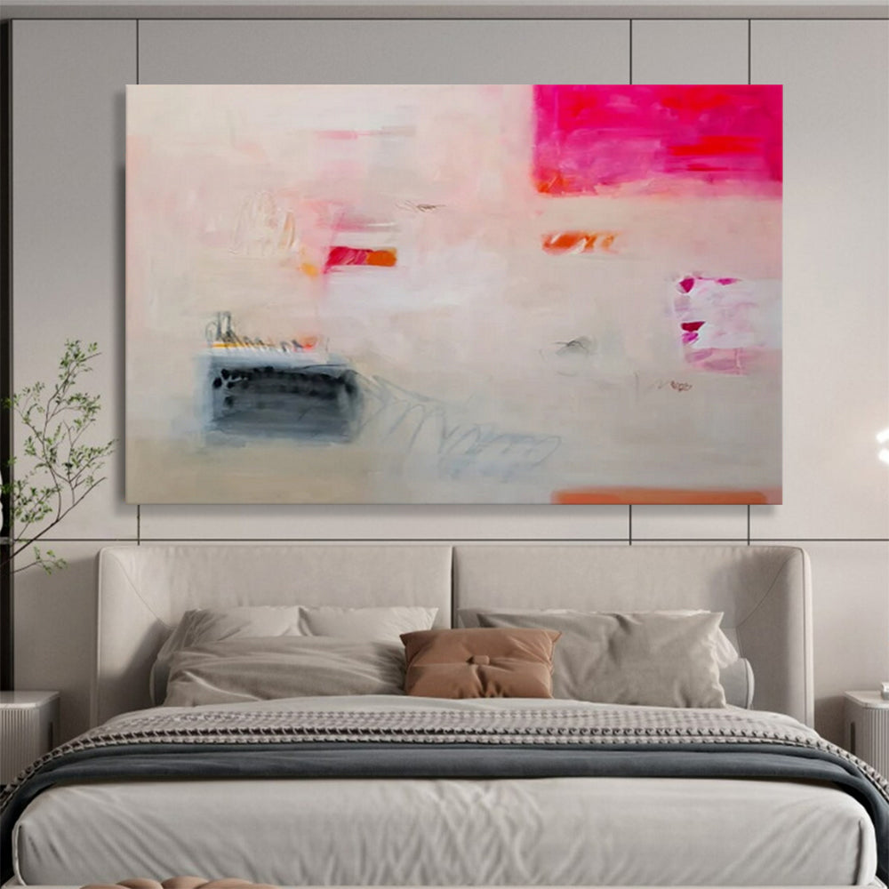 “Subtle Stories” - Soft pinks, oranges, grays; faint, evocative abstract forms CT1502