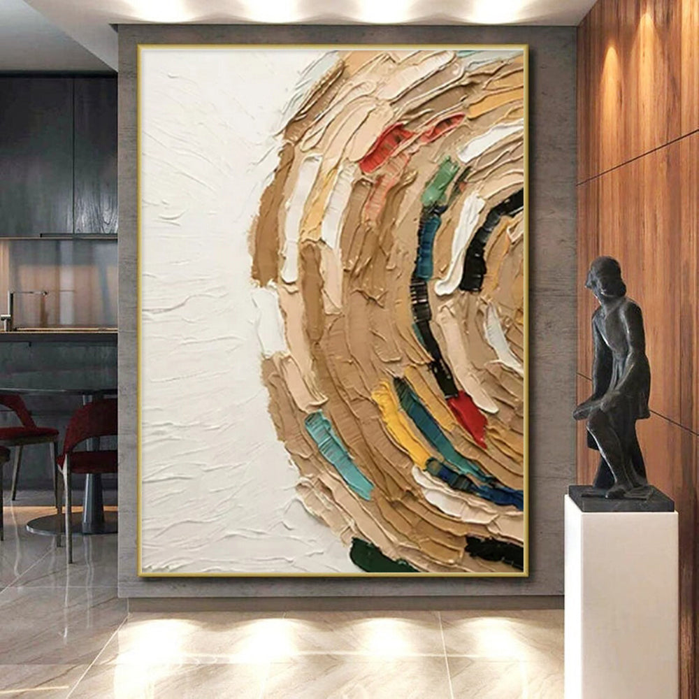 “Colorful Swirl in Beige”,Textured Abstract Style CT0663
