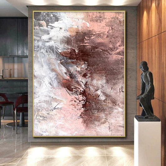 “Pink Brown Fusion” - Abstract Work with Pink, Brown, Gray Textures CT0023