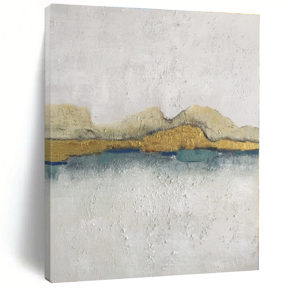 “Gold - Blue Minimalist Landscape” - Abstract Minimalist Art CT0413