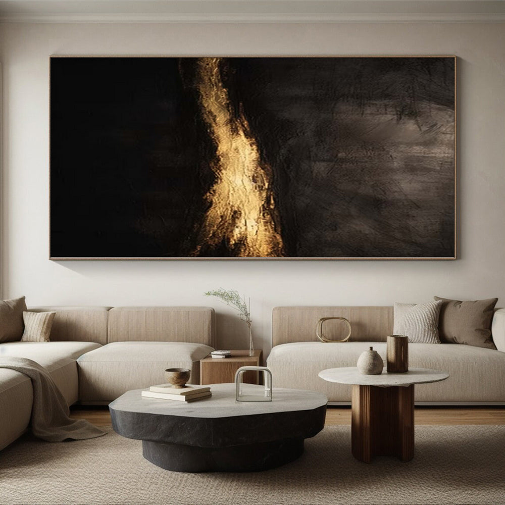 “Dark - gold Abstract Mystery” Minimalist Acrylic Art CT0230