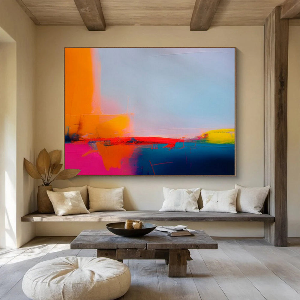 Minimalist abstract with bold color blocks in orange, pink, and blue CT1684