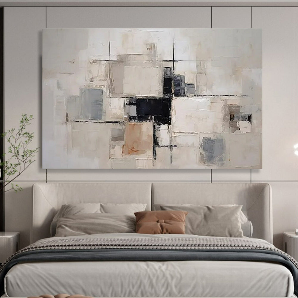 “Neutral Cubes” - Beige, gray, black; geometric blocks and lines CT1579