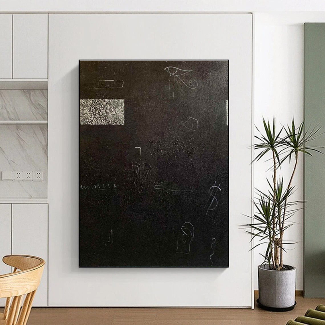“Black - White Symbolic Abstraction” - Abstract Conceptual Art CT0470