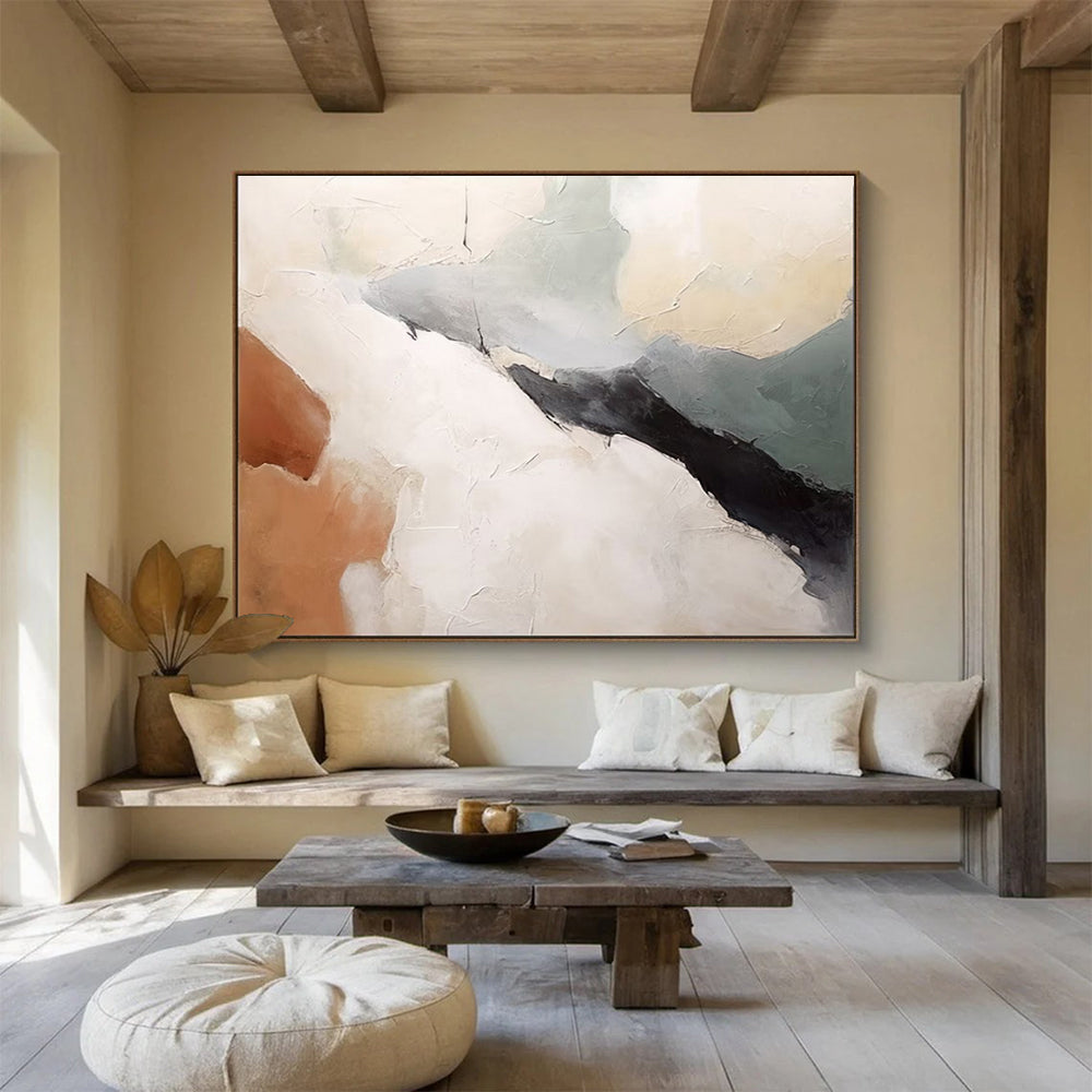 “Subtle Textures” - Soft beiges, grays, browns; layered, muted abstract forms CT1510