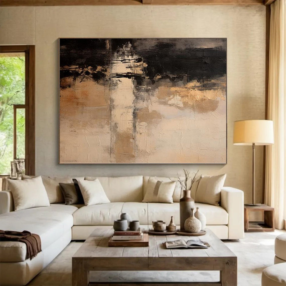 “Black - Brown - Beige Textured Abstraction” Abstract Acrylic Art CT0252