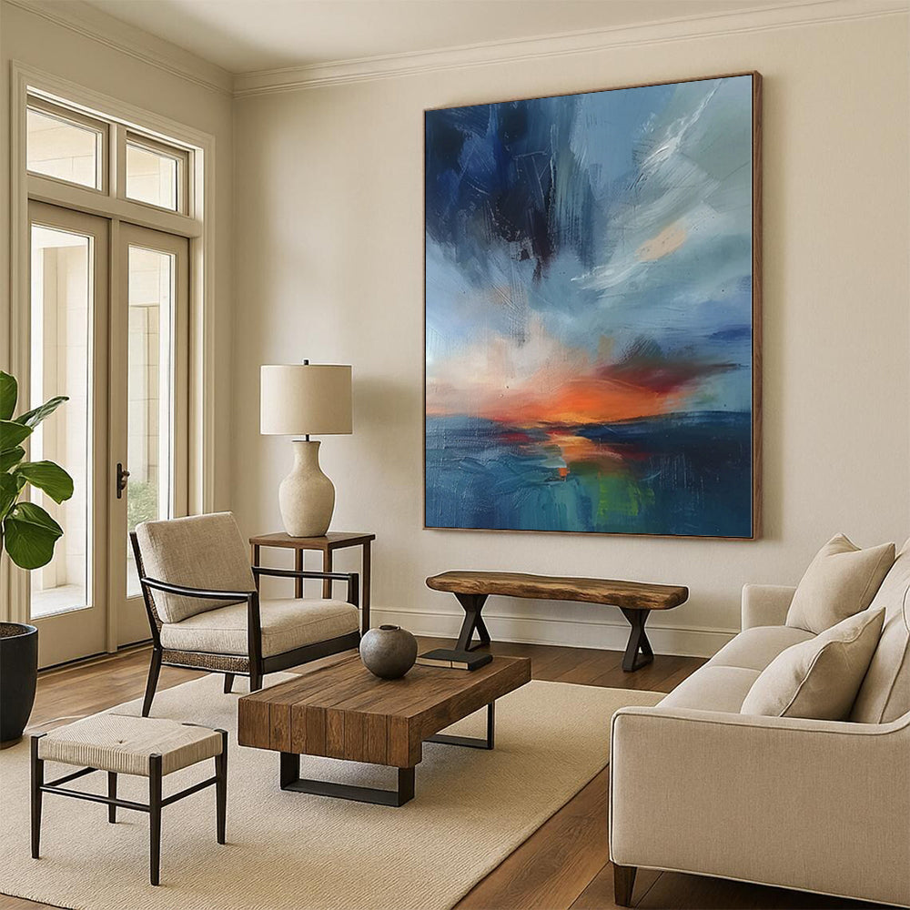 “Coastal Sunset Swirl” - Abstract Work with Blue, Orange, Pink, Green CT0087