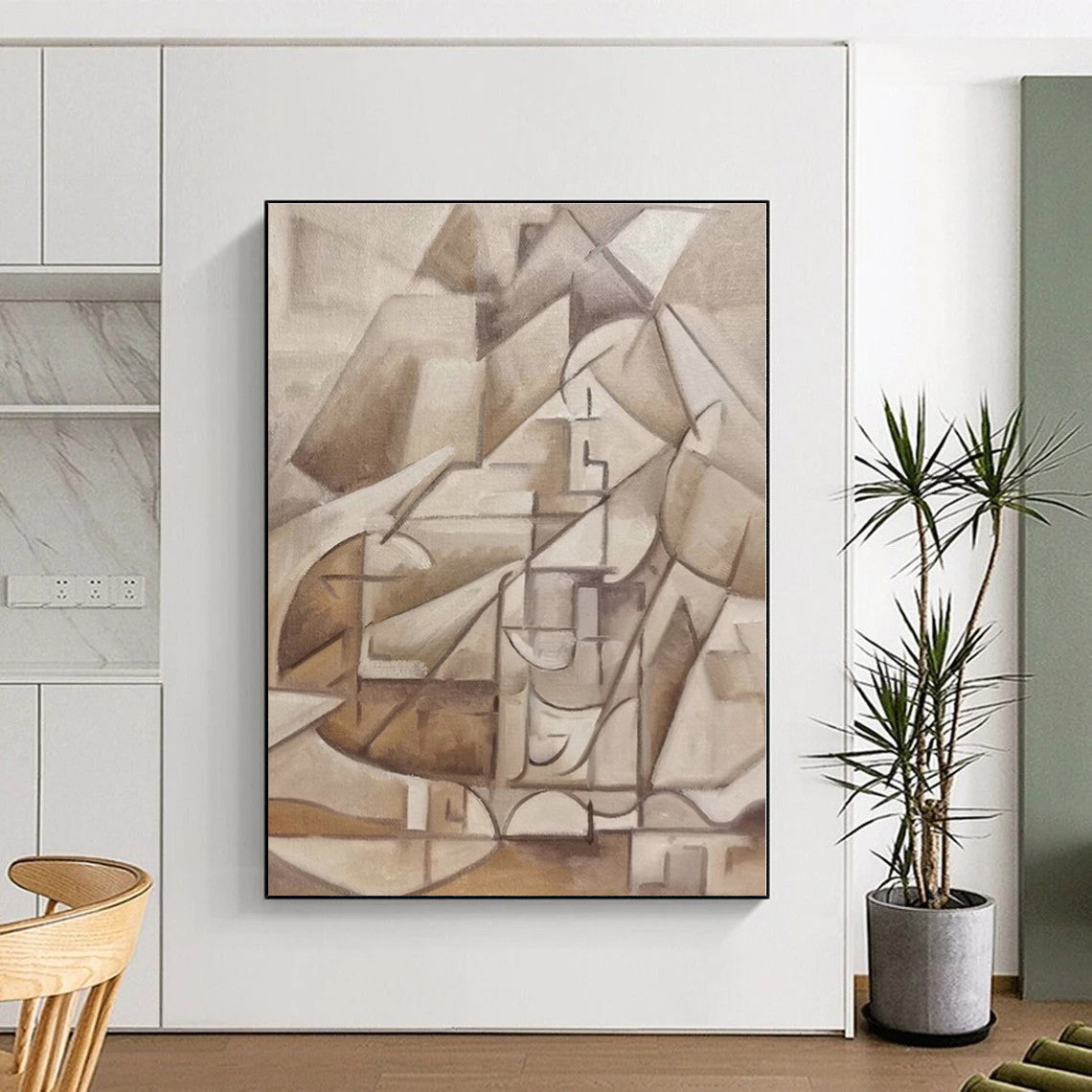 “Brown - Beige Cubist Abstraction” - Abstract Cubist - Style Work CT0400