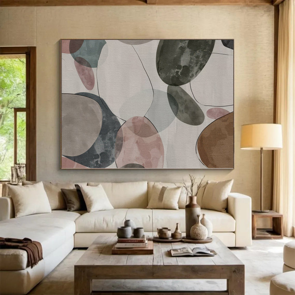 “Colorful Oval Shapes” Abstract Acrylic Art CT0268