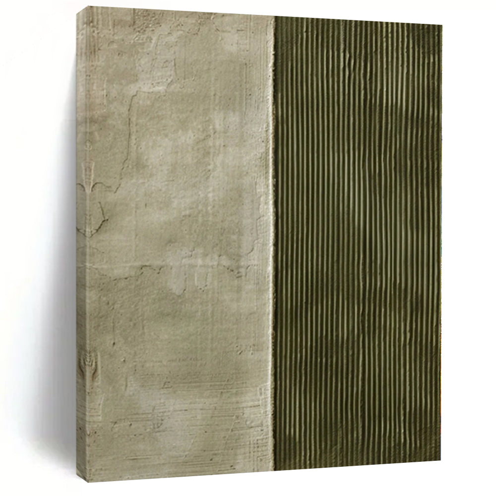 “Green - Beige Divided Textures” Minimalist Acrylic Art CT0218