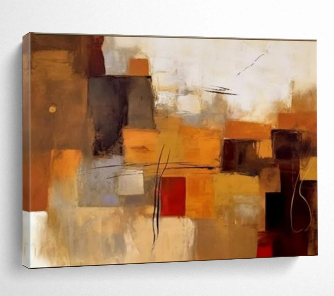 “Earthy Geometries” - Warm browns, beiges, grays; overlapping geometric blocks CT1505