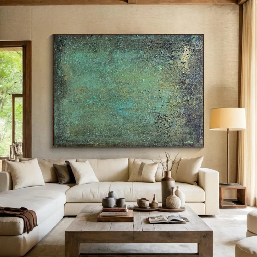 “Teal - Green Textured Patina”,Abstract Textured Art CT0631