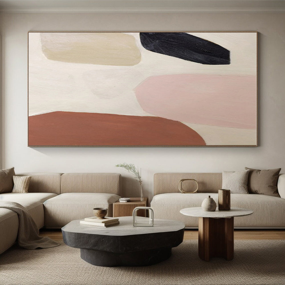“Soft Pink - Brown - Black Contrast”,Minimalist Color Block Style CT0656