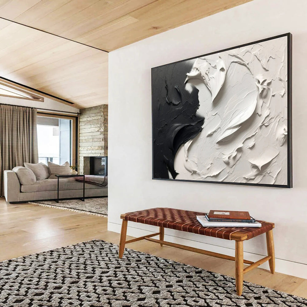 “Textured Monochrome Drama” – Abstract Acrylic Painting CT1729