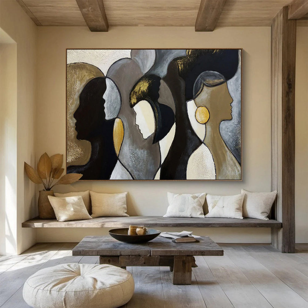 “Elegant Profiles” – Browns, grays, golds forming stylized, overlapping female silhouettes CT1688