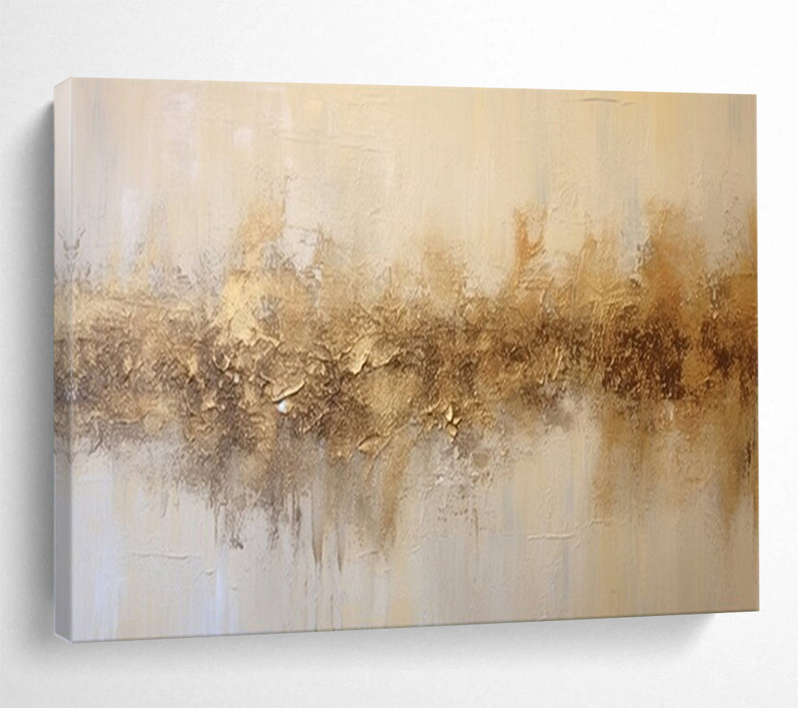 “Textured Gold Strip” - A horizontal strip of textured, metallic gold and brown hues on a light beige background CT1538