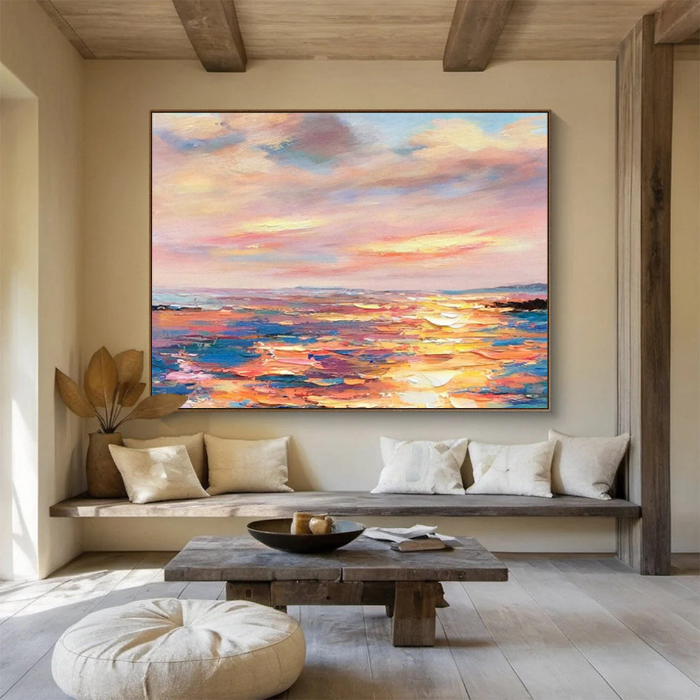 “Sunset Sea Symphony” – Impressionistic Seaside Oil Painting CT1736