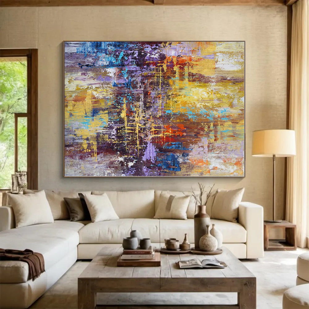“Vibrant Urban Abstraction”,Abstract Cityscape - Inspired Acrylic Painting CT0545