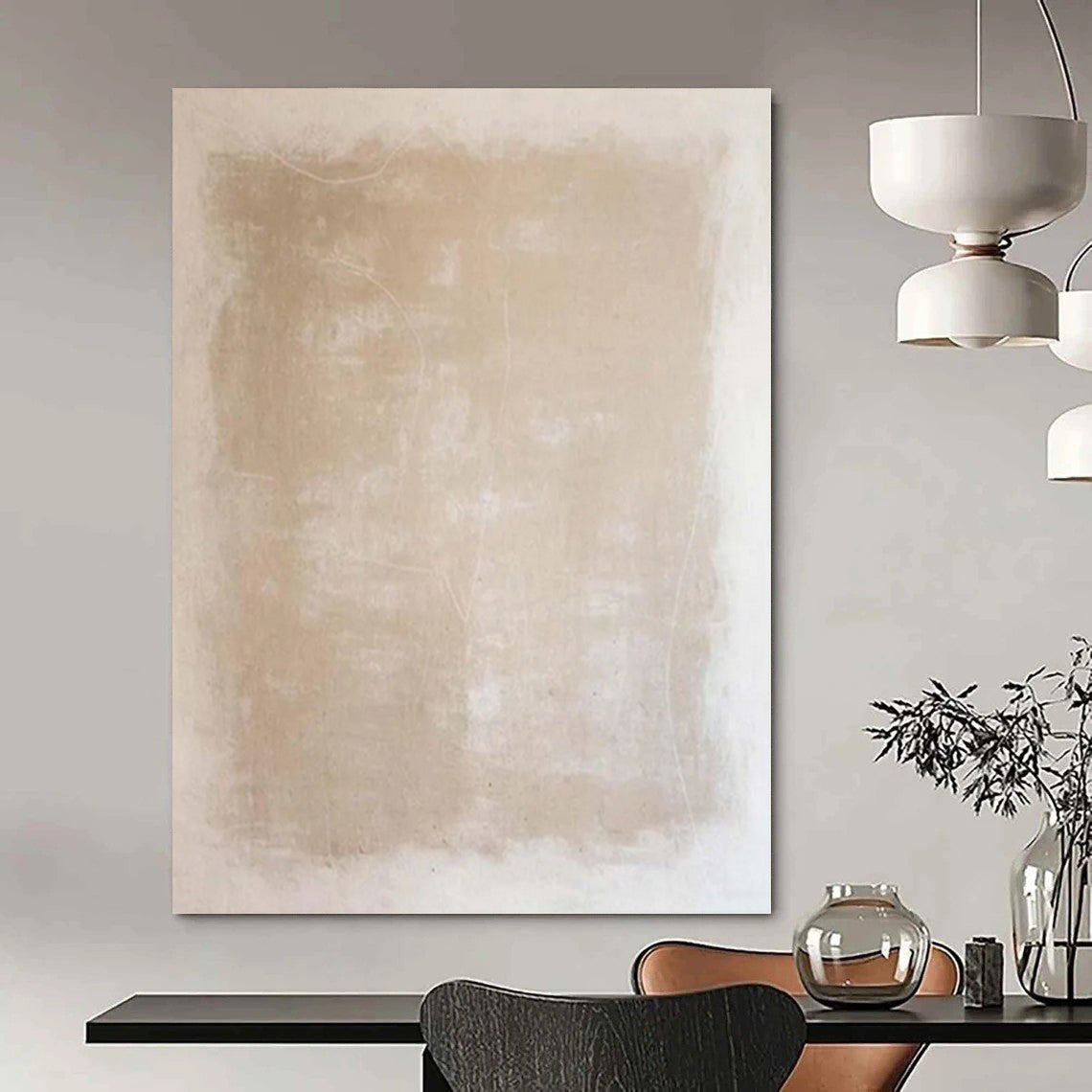 “Soft Beige Textured Simplicity” Abstract Acrylic Work CT0133