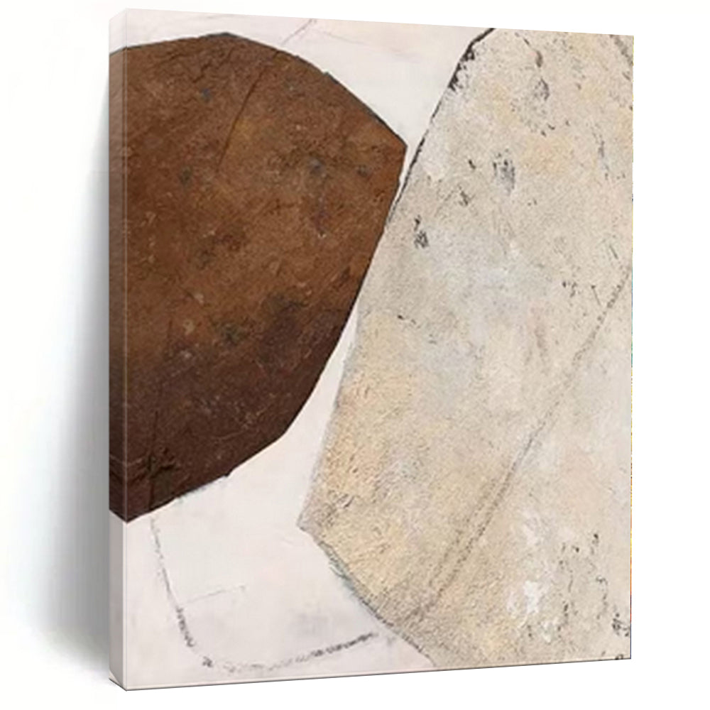 “Brown and Beige Textured Shapes” Mixed - Media Art CT0171