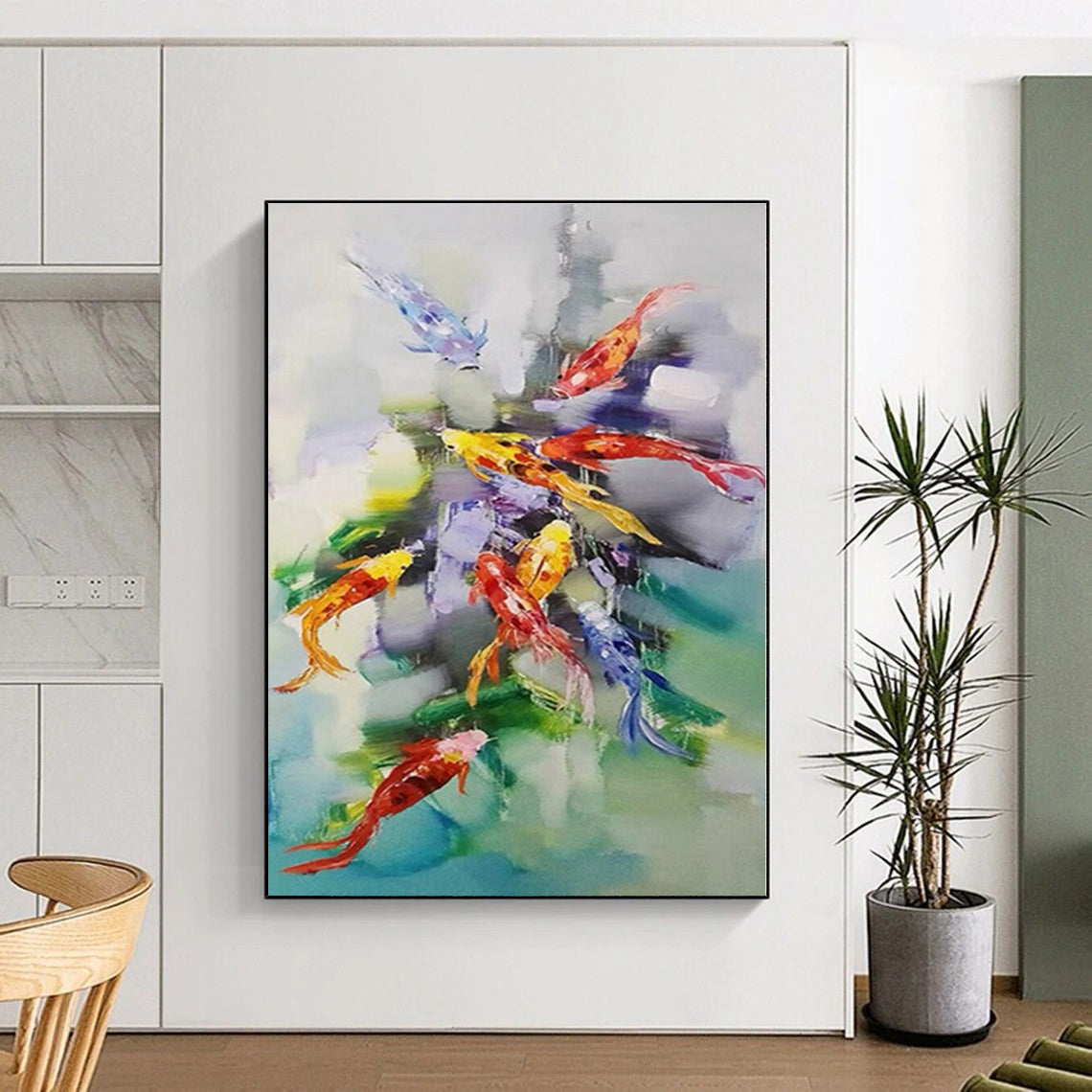 “Colorful Koi Fish Abstraction” - Abstract Animal - Themed Art CT0432