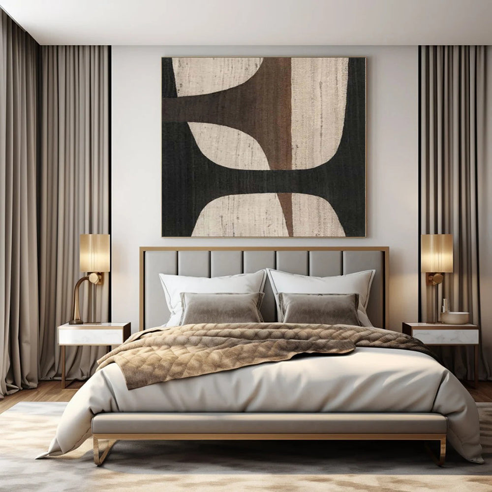 “Beige - Brown - Black Geometric” Acrylic Painting CT0155