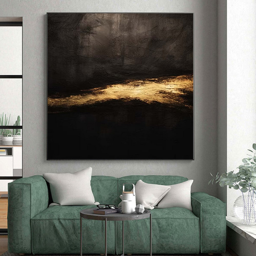 “Dark - gold Abstract Mystery” Minimalist Acrylic Art CT0230
