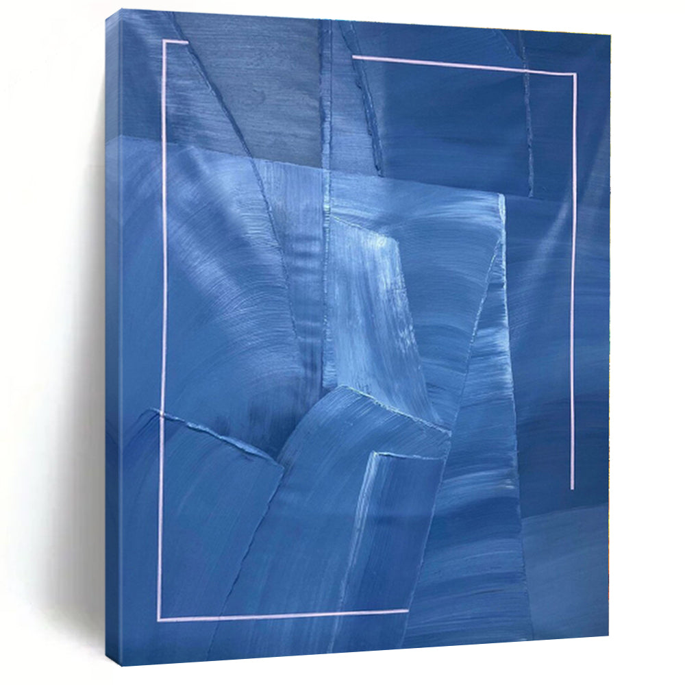 “Blue - White Geometric Abstraction” - Abstract Minimalist Art CT0458
