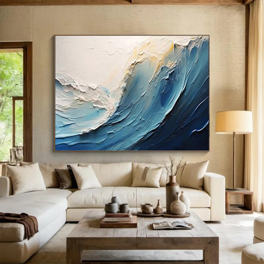 “Textured Ocean Wave” - White, blue; thick, raised paint to look like a wave CT1558