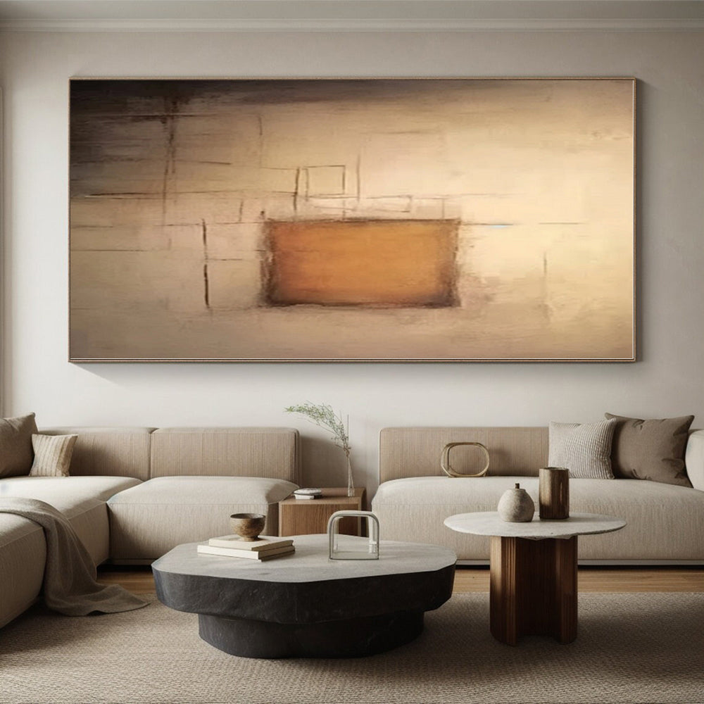 “Minimalist Brown and Beige Forms”,Abstract Geometric Acrylic Art CT0535