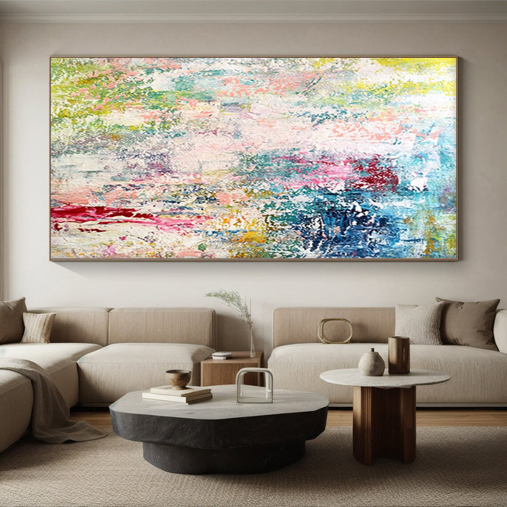 “Pastel Paradise” - Abstract Painting with Pink, Green, Blue, Yellow, White CT0042