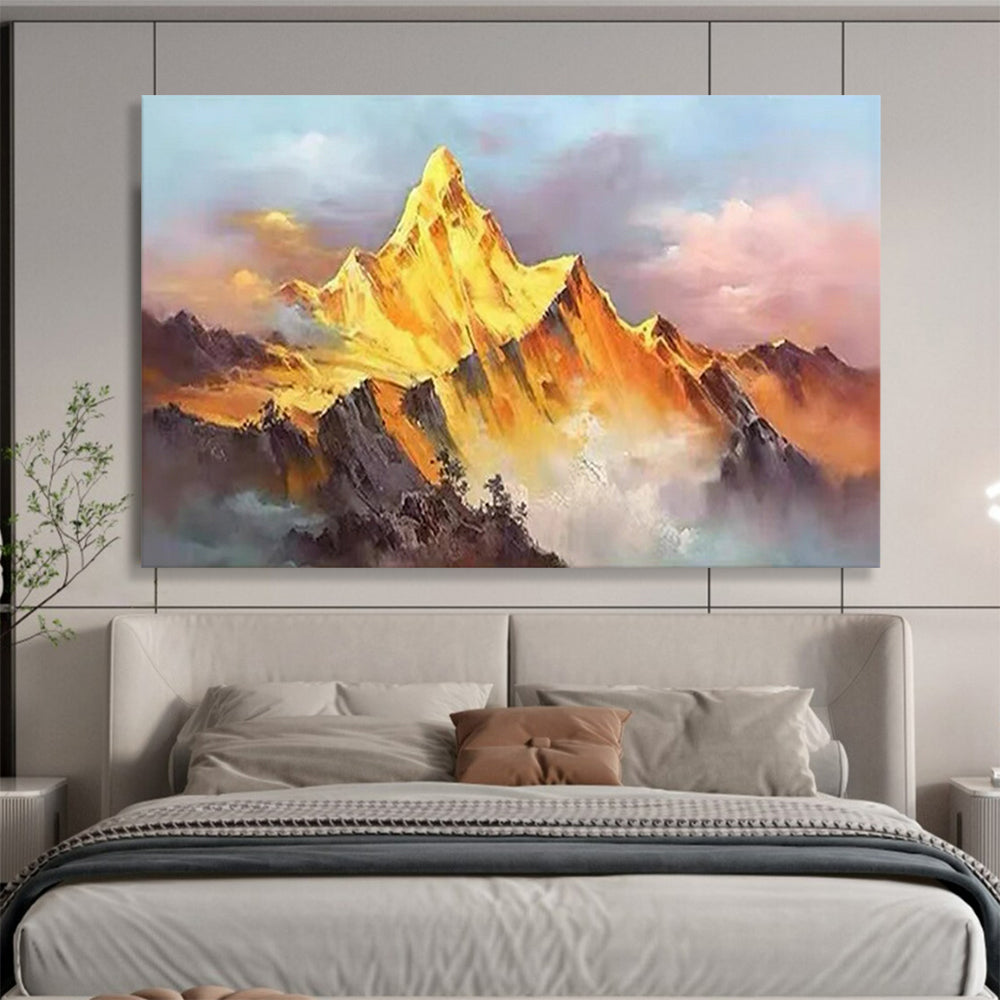 “Sunset Peak” - Gold, orange, pink, purple; a single mountain bathed in sunset colors CT1557