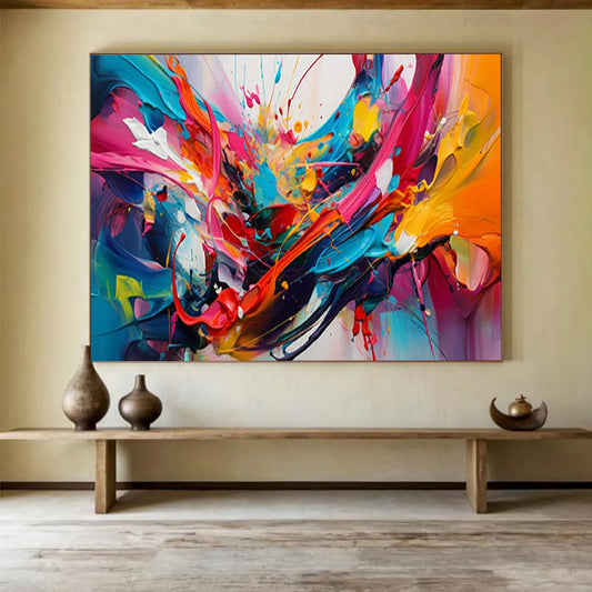 “Explosive Color Splashes in Rainbow Tones” - Dynamic Abstract Impasto Painting CT1812