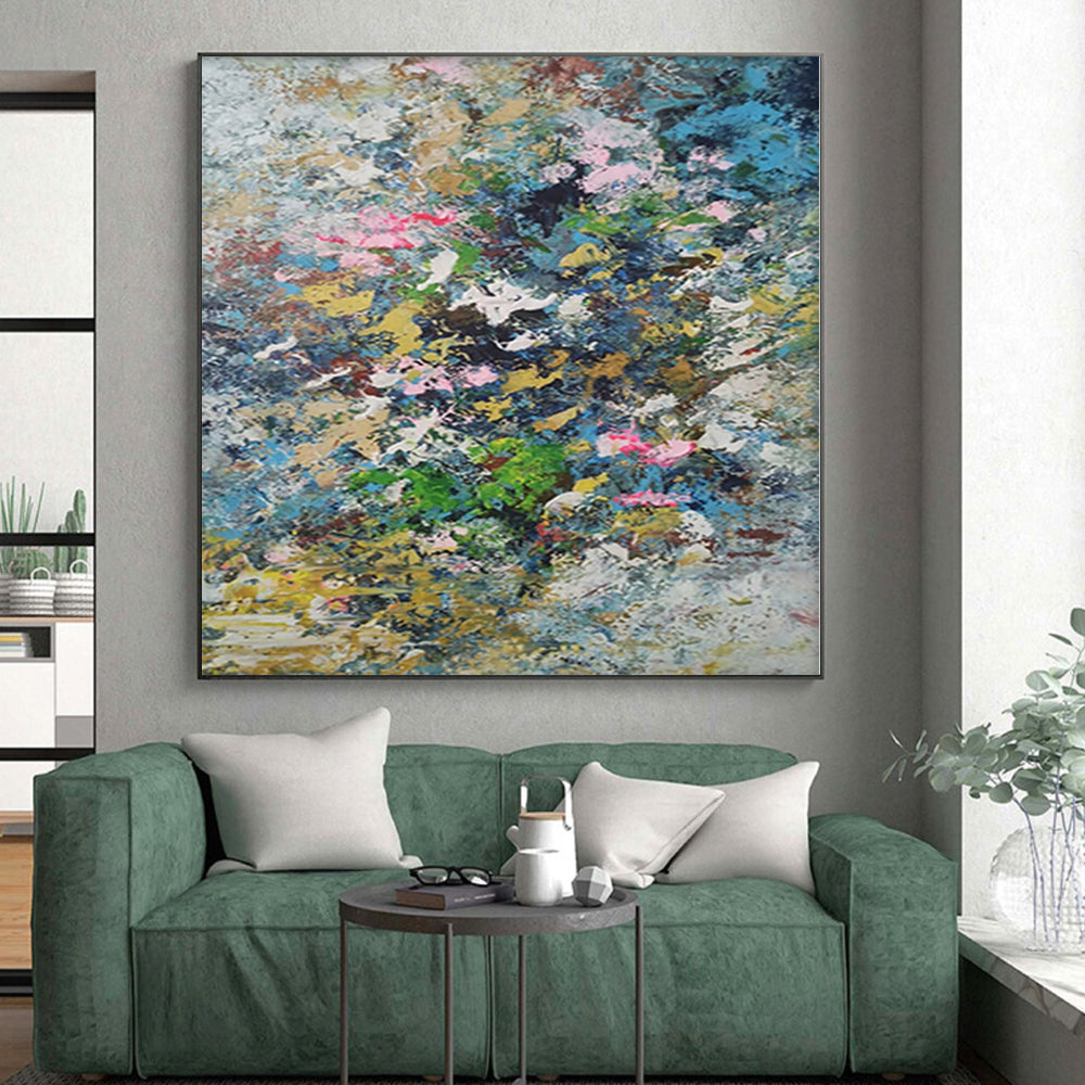 “Colorful Chaos Blooms” - Abstract Floral - inspired Painting with Multicolored Petals CT0017