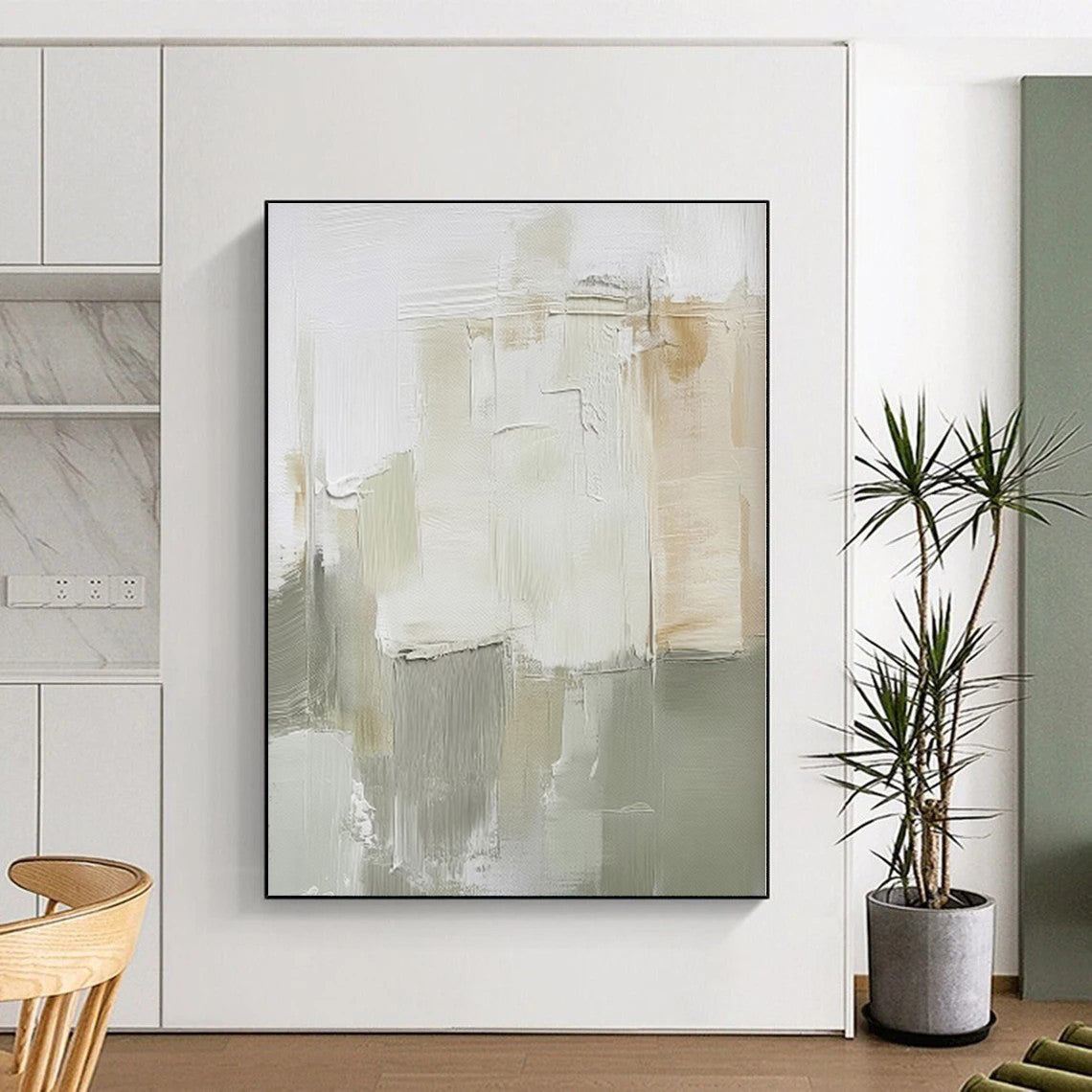 “Soft Neutral Abstract Layers” - Abstract Expressionist Art CT0439