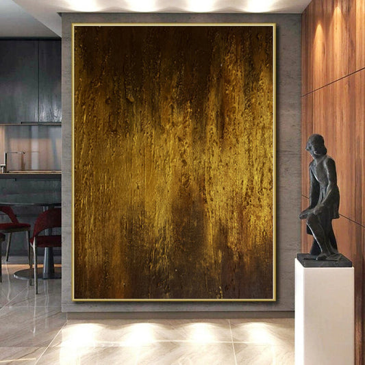 “Golden Rustic Abstraction” - Abstract Painting with Brown, Gold Textures CT0032