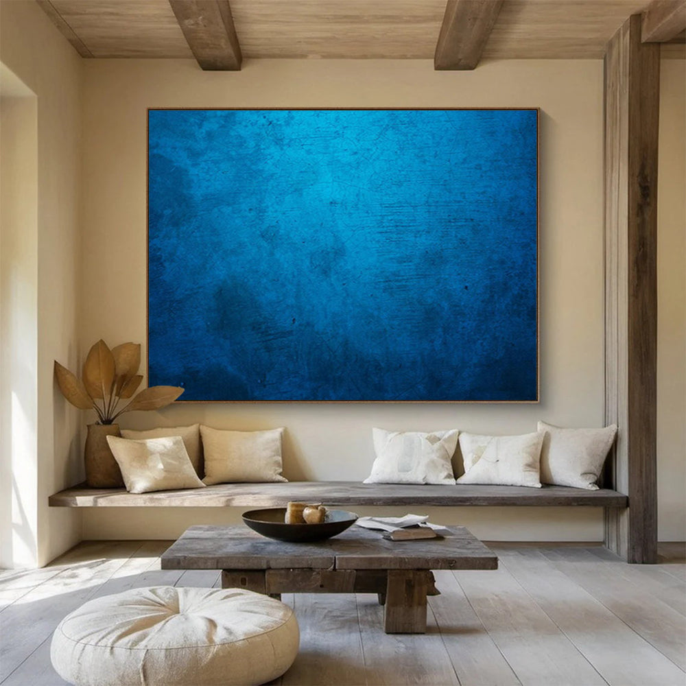 Textured Blue Surface - Abstract Impasto Painting On Canvas DKH616