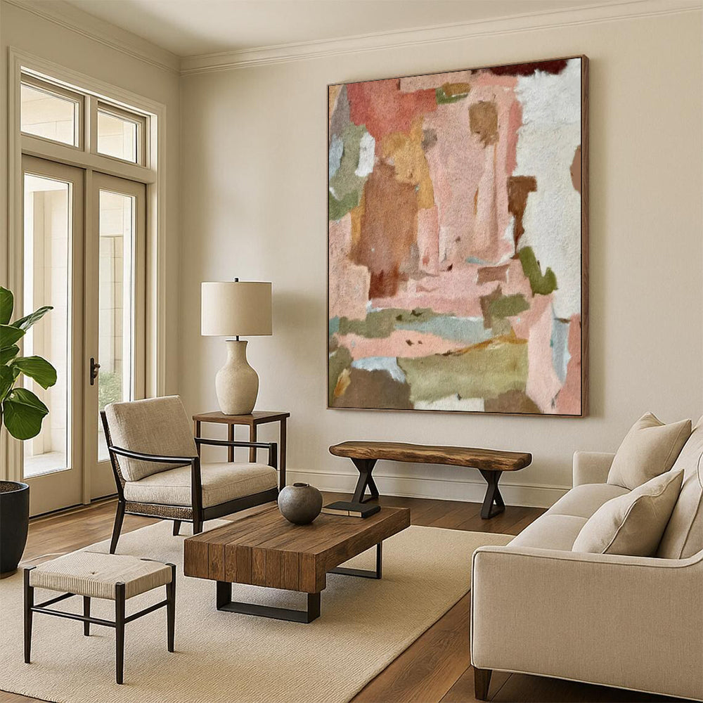 Pink & Earth - Tone Abstract Blocks - Minimalist Geometric Abstract Painting On Canvas CT2285