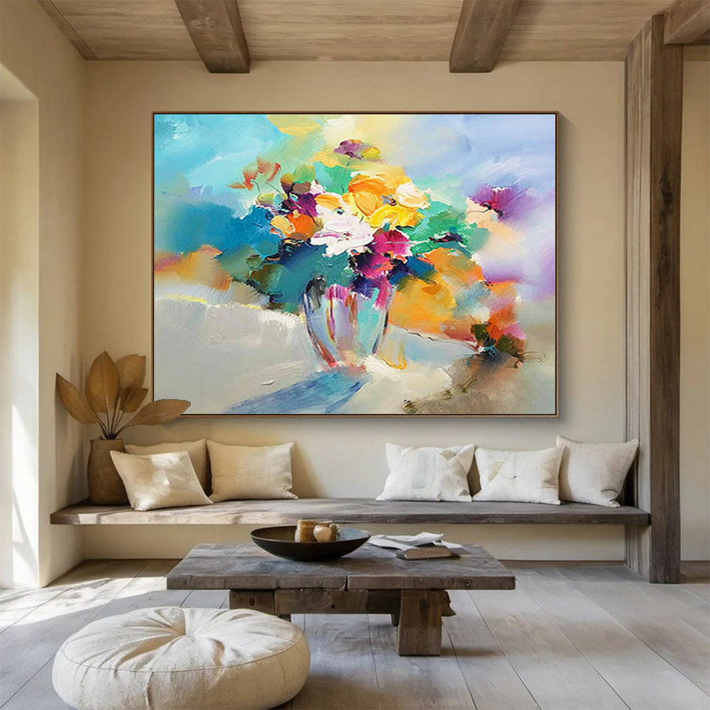 Colorful Flower Bouquet - Impressionist Still Life Painting On Canvas DLZ191