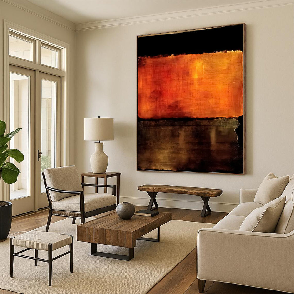“Orange & Brown Textured Abstraction” - Textured Abstract Painting On Canvas DKH1612
