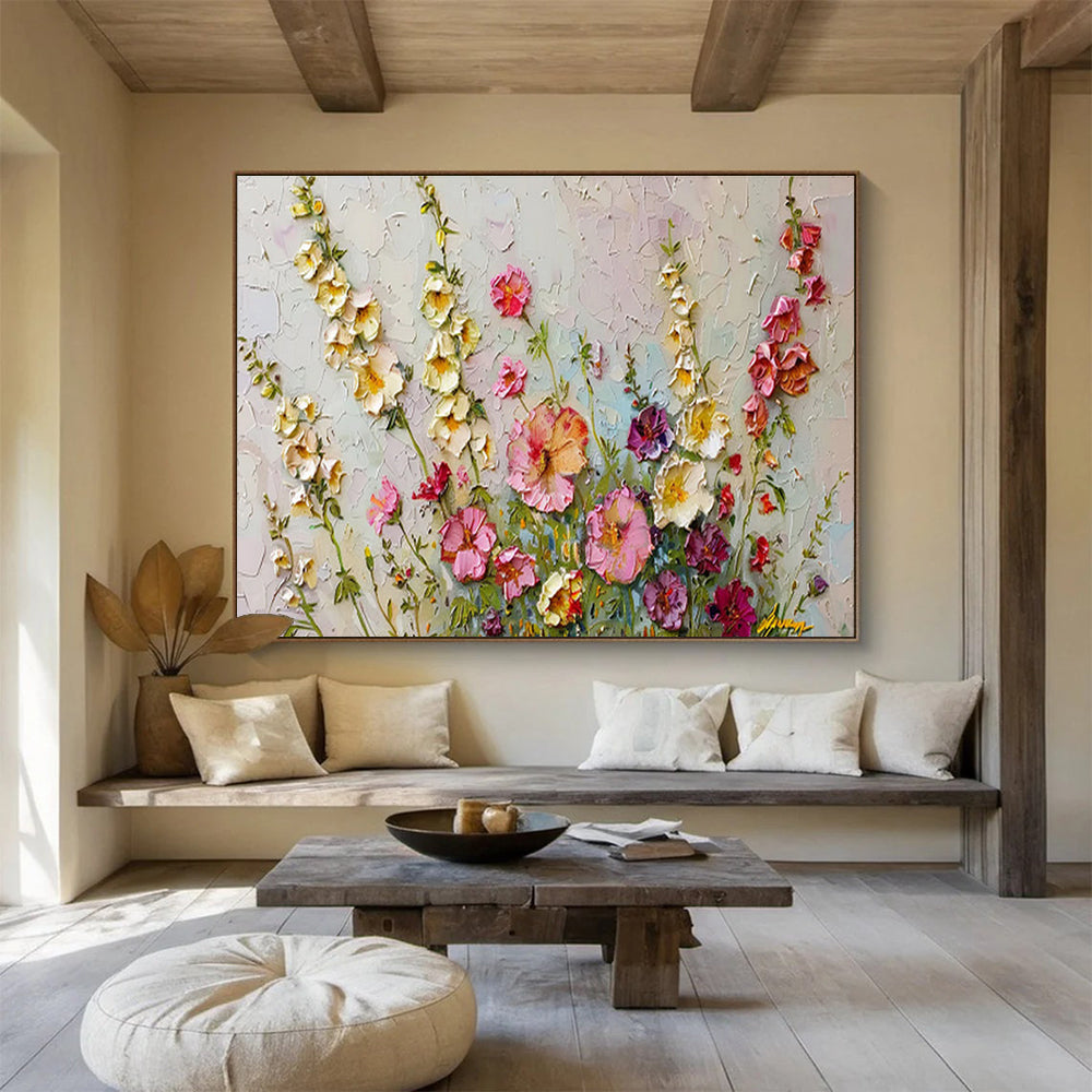 “Colorful Wildflowers”:Impasto Floral Still - Life Painting On Canvas DKH260