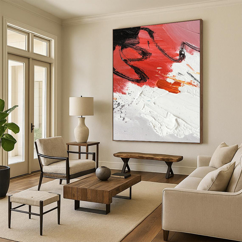 Red and Black Abstract Energy - Abstract Expressionist Painting On Canvas DKH1290