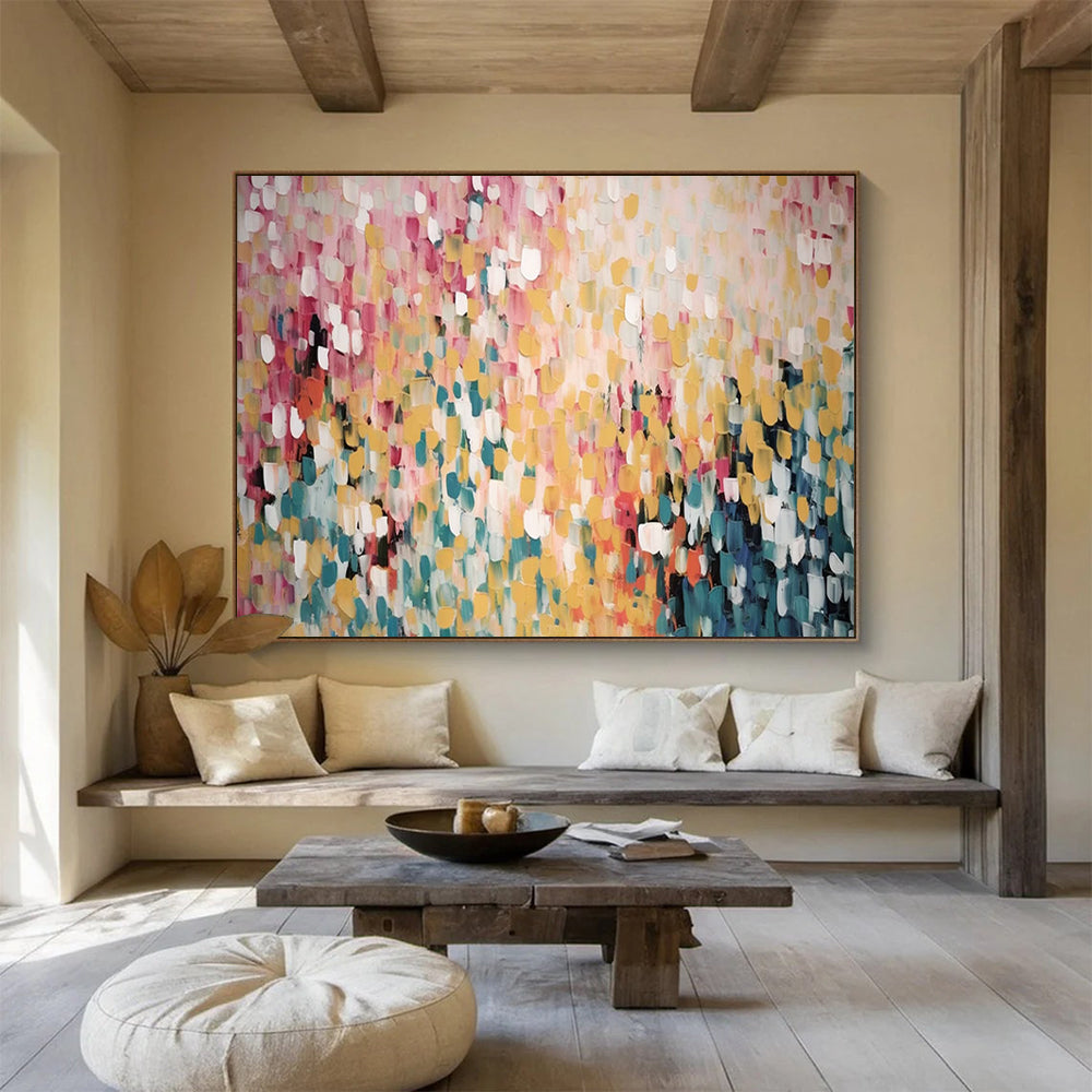 “Colorful Dot Burst” Abstract Pointillism Painting On Canvas DLZ166