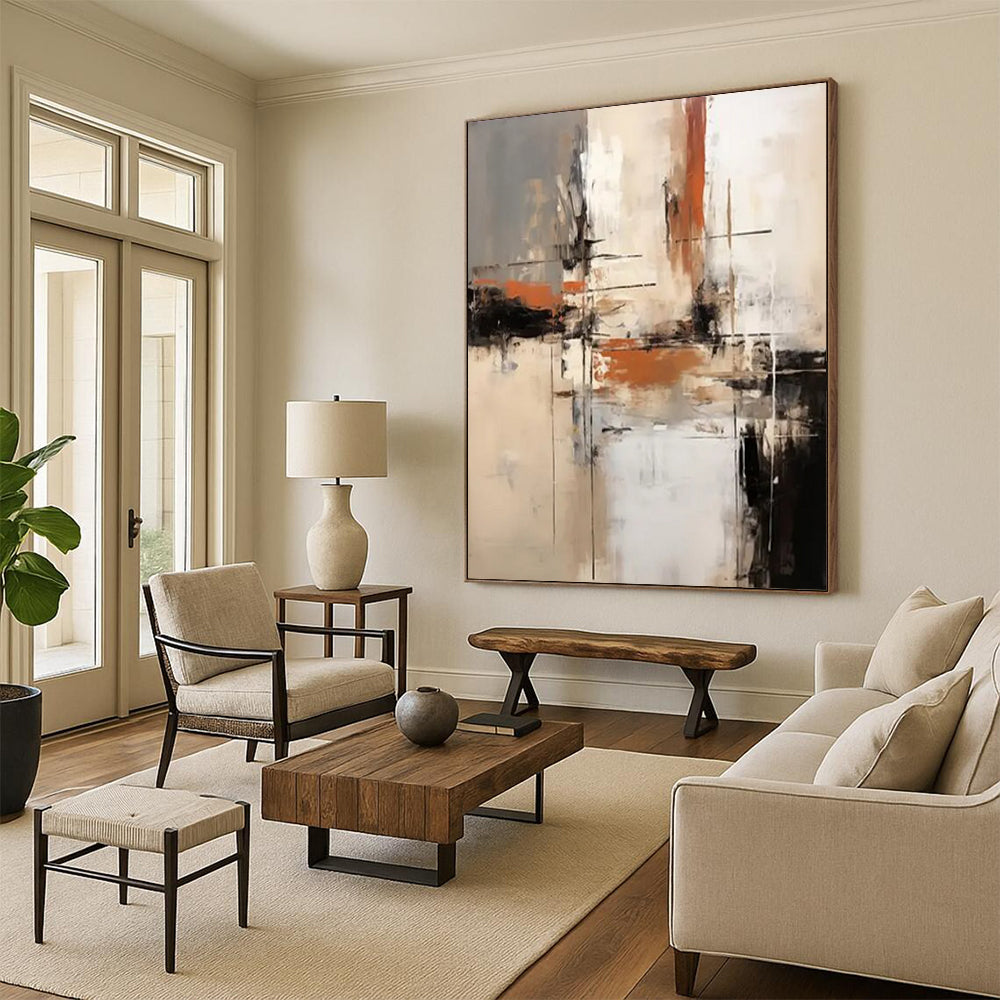 “Neutral - Toned Abstract Layers” - Abstract Expressionist Painting On Canvas DTP112