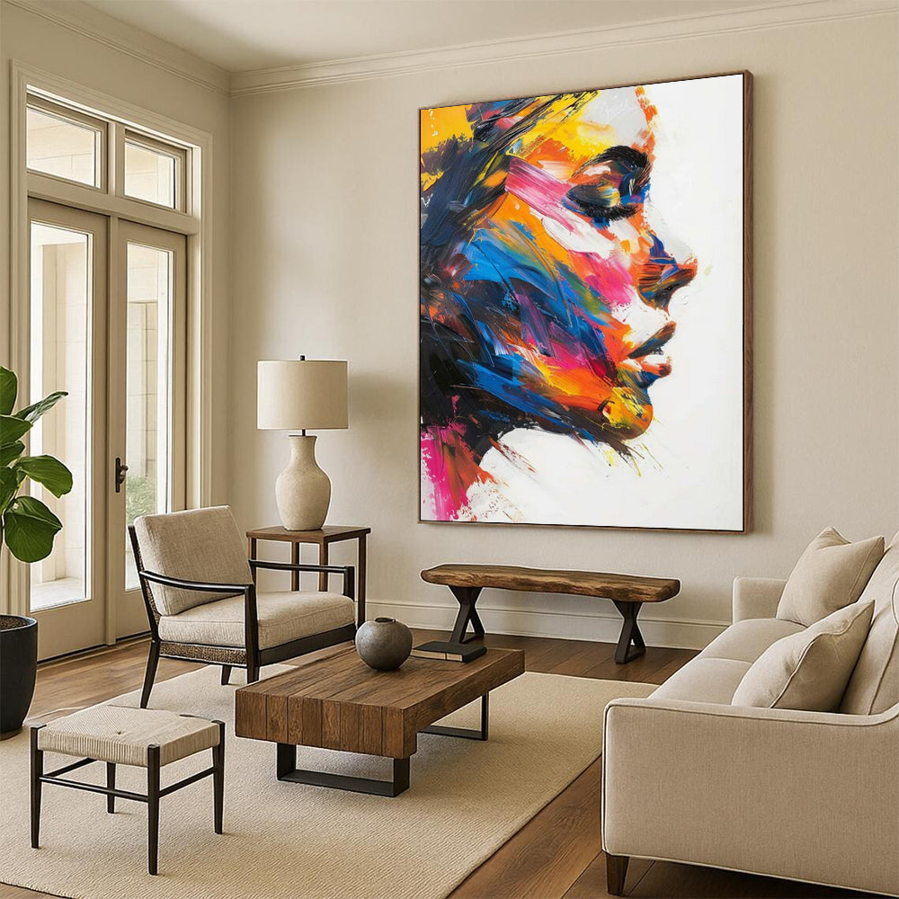 “Colorful Portrait 1” - Vivid Abstract Portrait Painting On Canvas CT2243