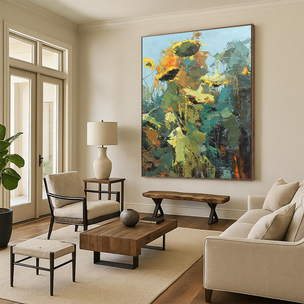 “Impressionistic Sunflowers” - Colorful Impasto Floral Painting DKH1045
