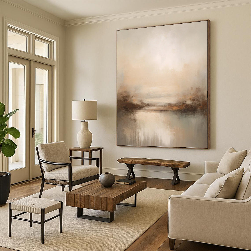 Misty River Landscape - Abstract Landscape Painting On Canvas DKH1252