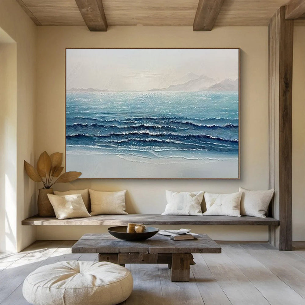 Sparkling Sea Waves - Realist Seascape Painting On Canvas DLZ185