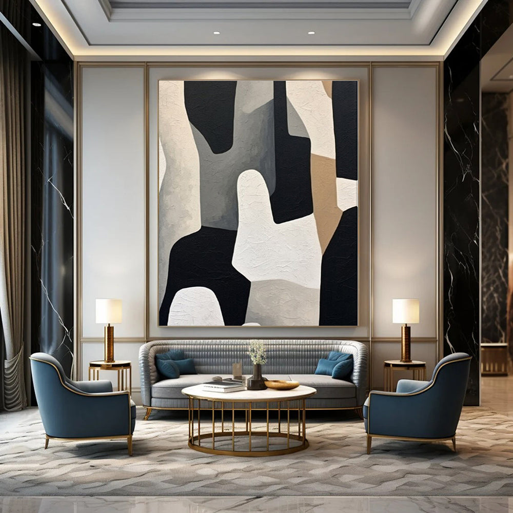 Neutral Geometric Shapes - Abstract Minimalist Acrylic CT1280